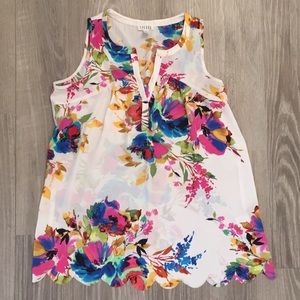 Floral Spense tank with scallop hem / size S